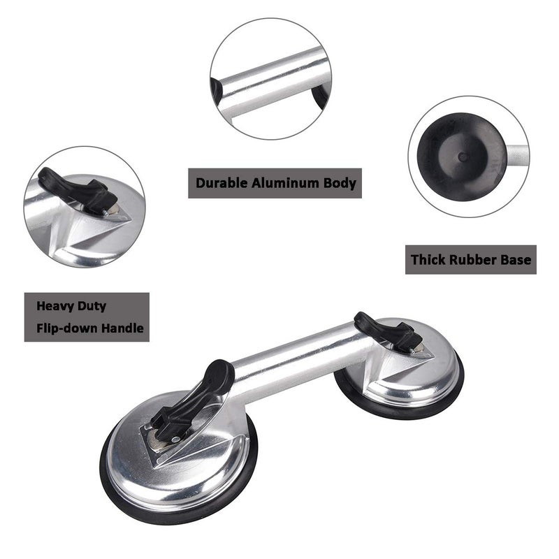 SOLUDE 2 Pack Glass Suction Cup,Aluminium Heavy Duty Vacuum Lifter for Moving Glass/Window/Tiles/Mirror/Granite,Double Gripper Sucker Plate - Image 3